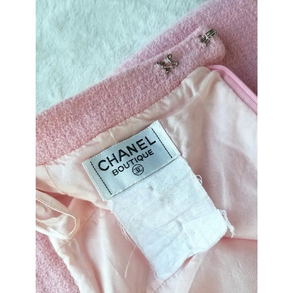 CHANEL vintage 1980's pretty-in-pink "beaded pearl bouclé" skirt fr-38 / us-6 - Picture 9 of 10